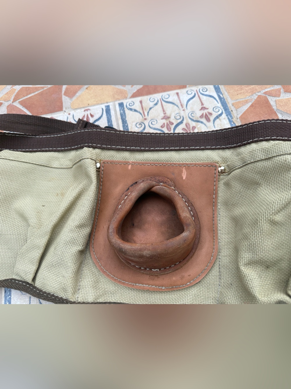 Canvas and Leather Men’s Tote Bag in Olive and Brown